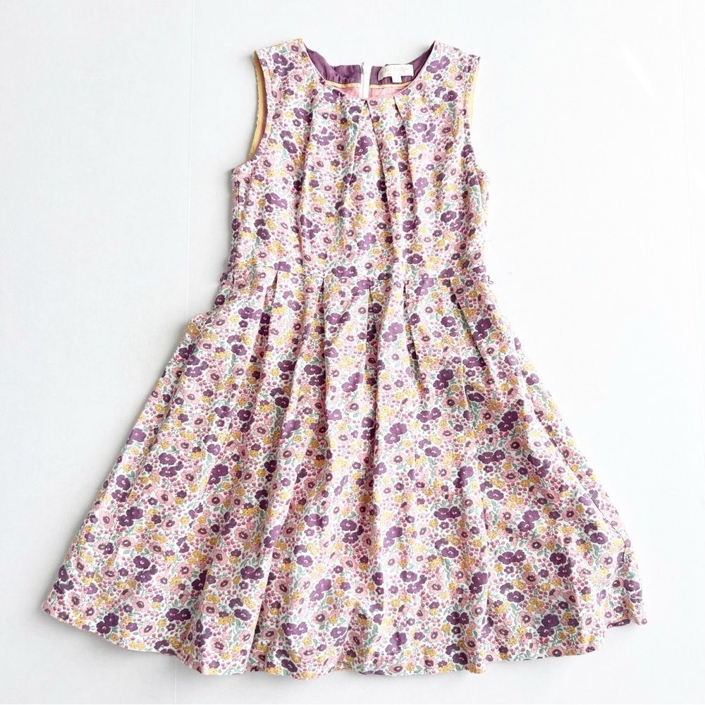 Mini Boden Cream and White Pleated Tiered Sundress Floral Spring Easter